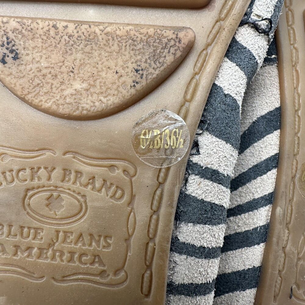 Lucky Brand Moccasin Shoes Womens Size 6.5 Brown Black Zebra Print Flats - Picture 9 of 10